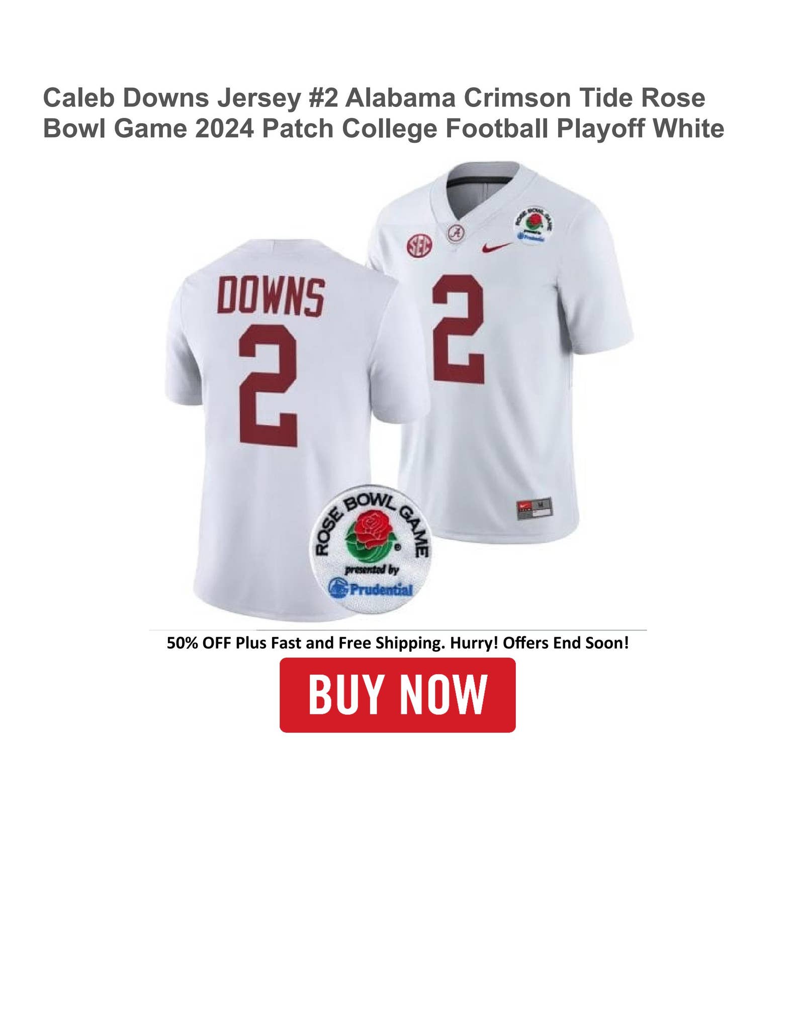 Get your official Caleb Downs Alabama jersey today! Show your Crimson Tide pride with this awesome gear.