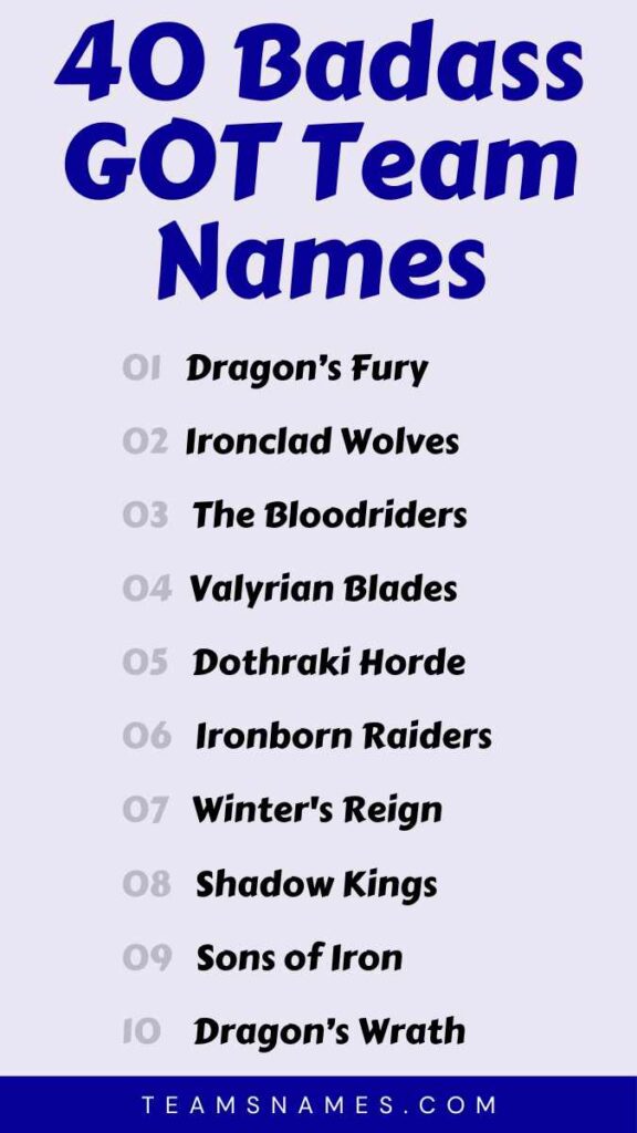 Stuck on game of thrones fantasy team names? Here are some clever ideas to inspire you!