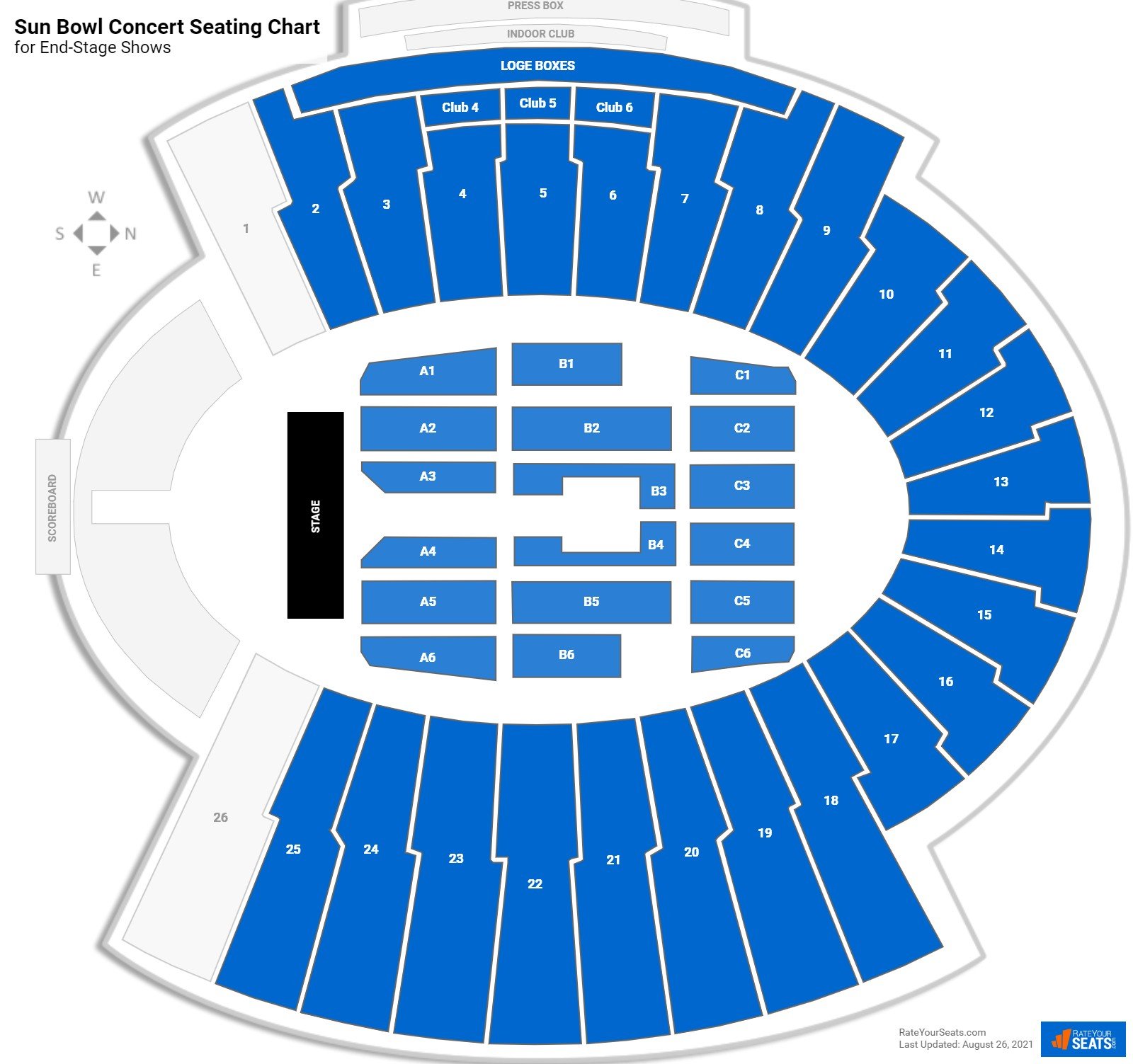What are the best views on the El Paso Sun Bowl Stadium seating chart? Learn which sections offer top game sights.