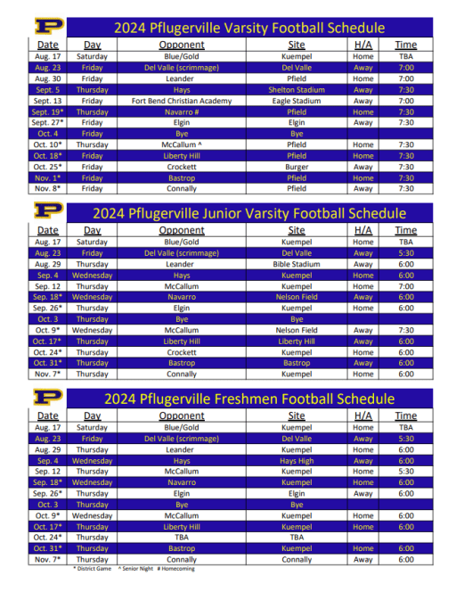 PHS Football Schedule: Home games, away games – find them all!